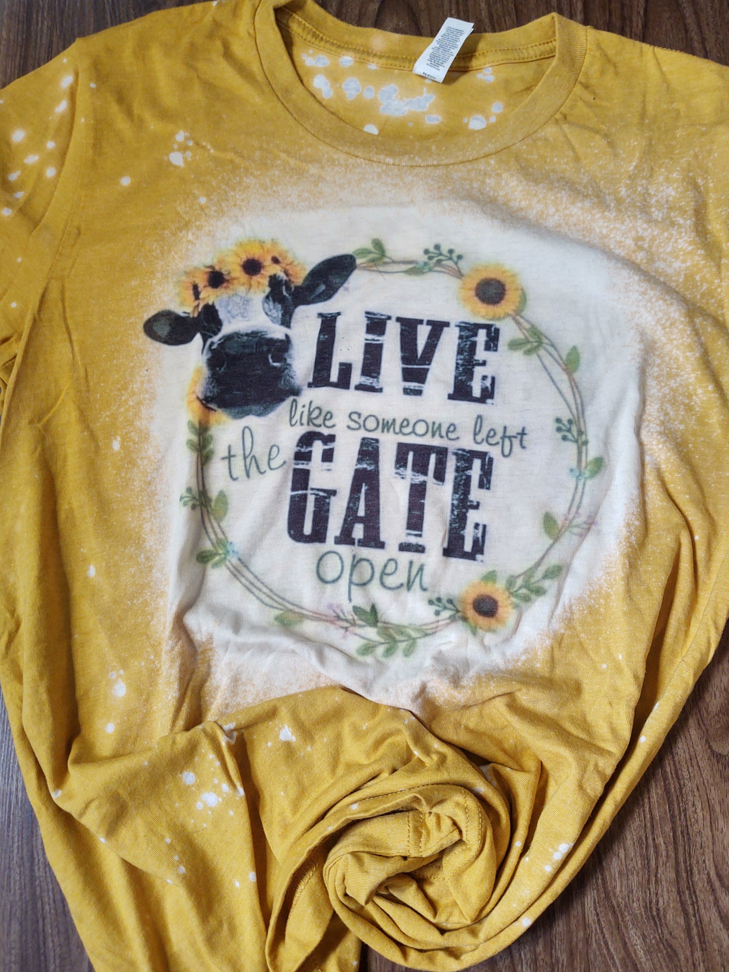 MEDIUM RTS Live Like Someone Left the Gate Open Bleached T-Shirt