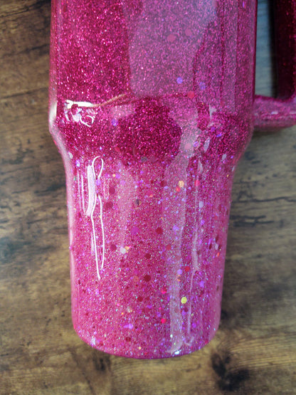Fushia Ombre Chunky Glitter Epoxy 40oz Dupe Tumbler