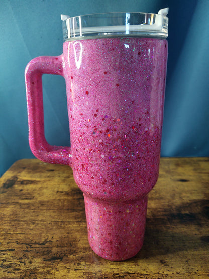 Light Pink Chunky Glitter Epoxy 40oz Dupe Tumbler