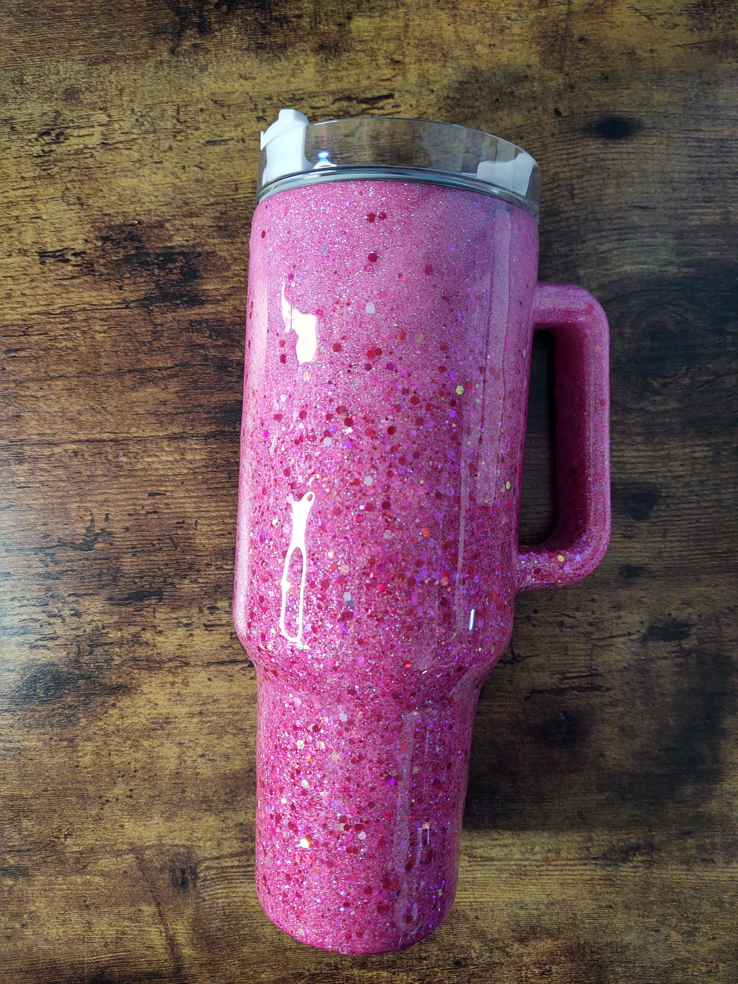 Light Pink Chunky Glitter Epoxy 40oz Dupe Tumbler