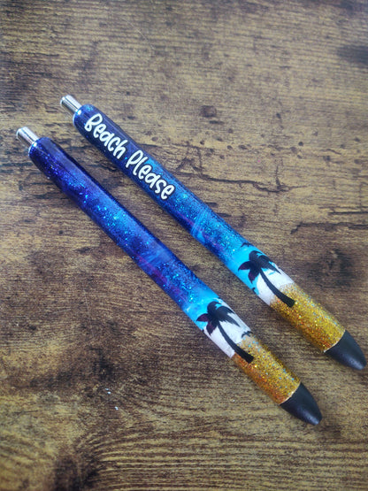 Custom Glitter Beach Pens