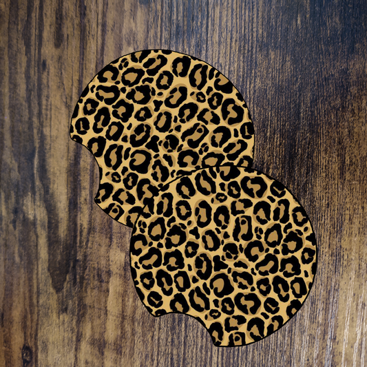 Leopard Print Car Coaster Set of 2