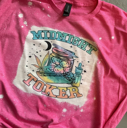 Pink Tie Dye Midnight Toker Bleached T-Shirt