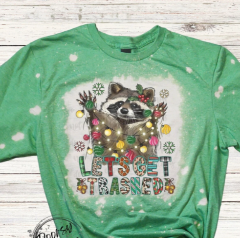 Let's Get Trashed Bleached Christmas Shirt