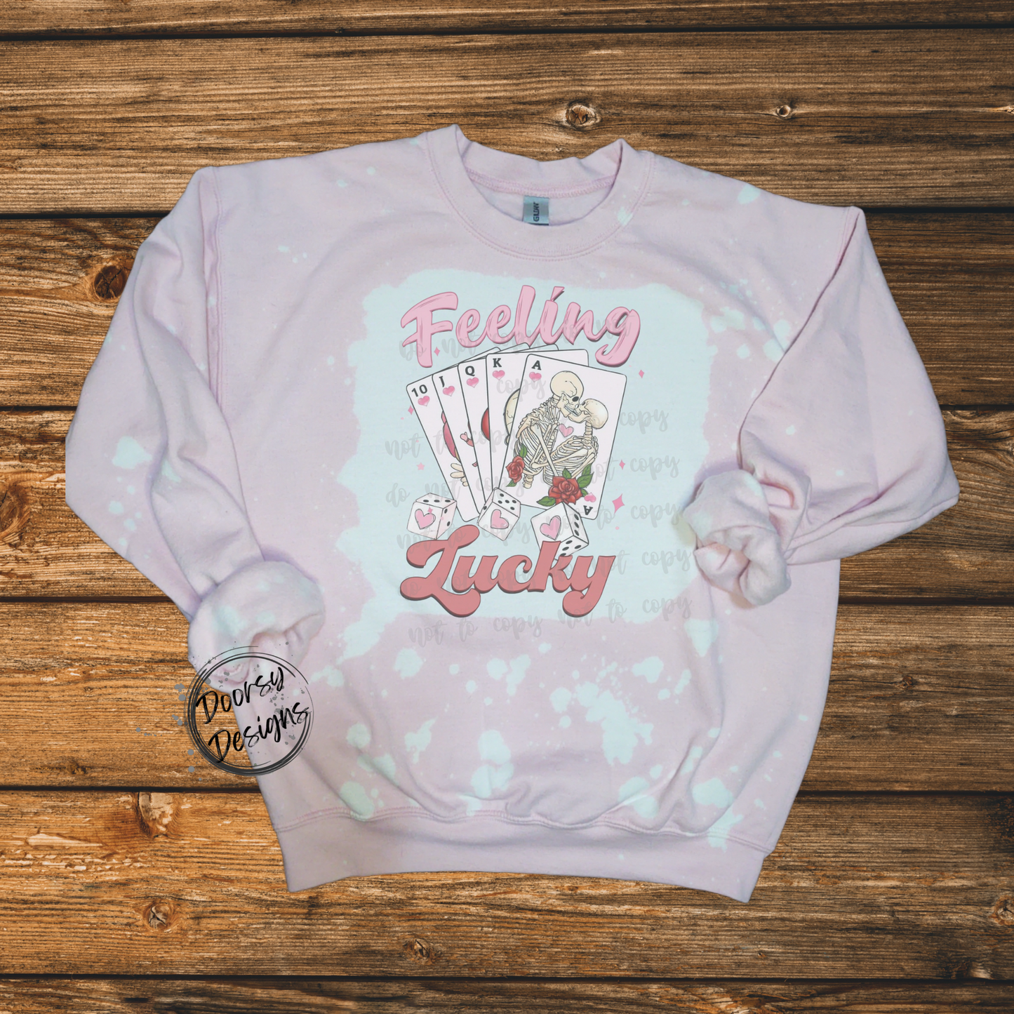 Valentines Crewneck Feeling Lucky with Skeletons