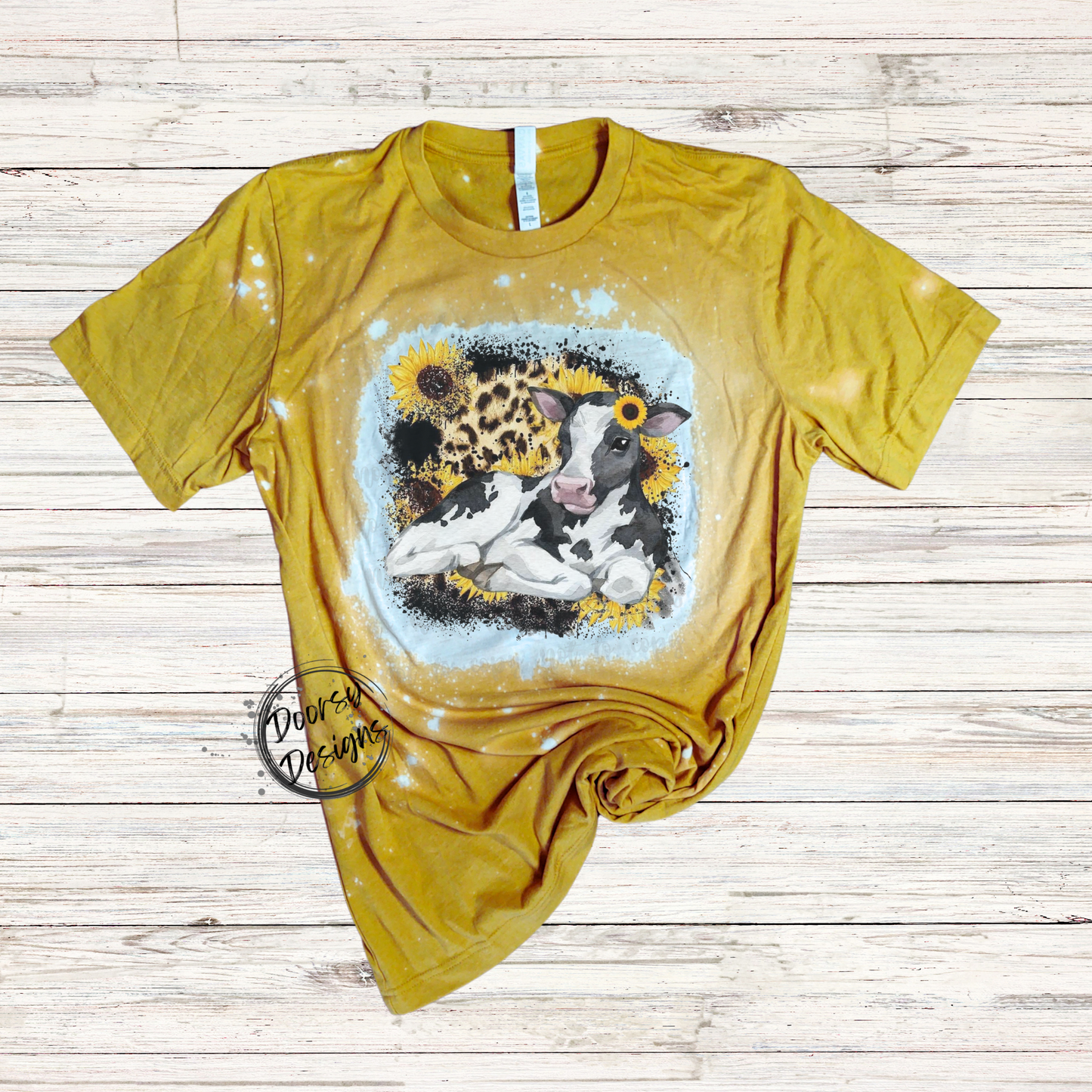 Baby Calf Bleached Shirt with Sunflower