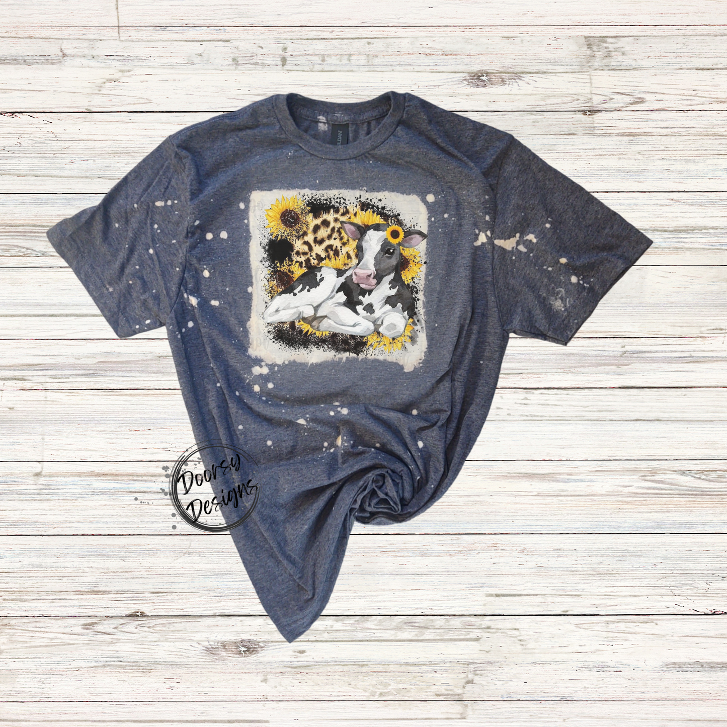 Baby Calf Bleached Shirt with Sunflower