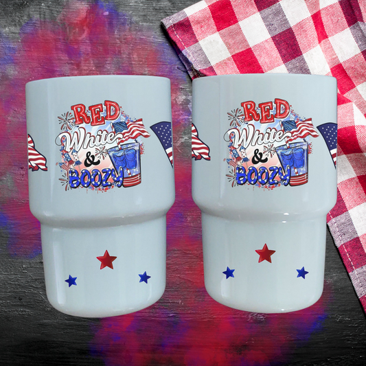 Red White and Boozy July Shot Glass