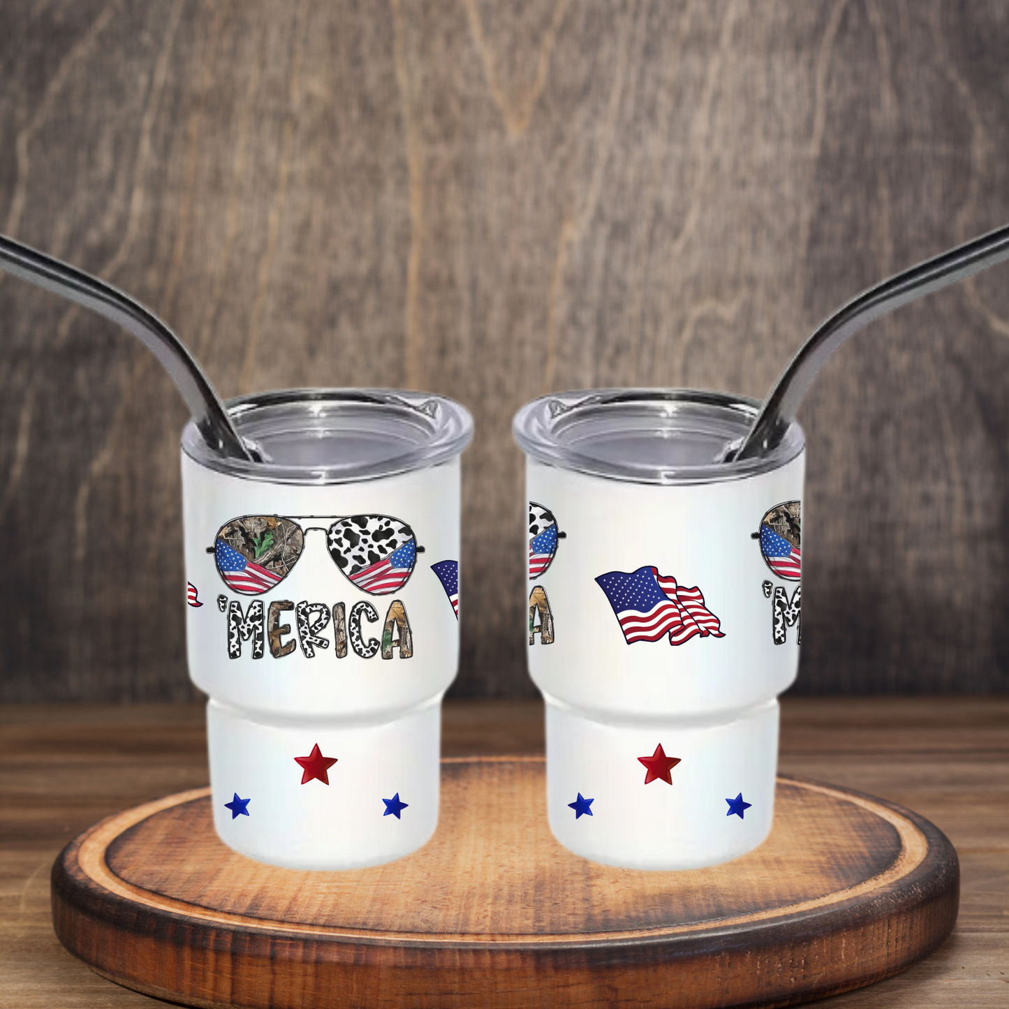 Merica 4th of July Shot Glass with Sunglasses