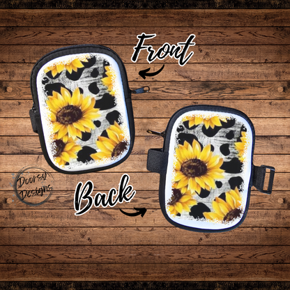 40oz Tumbler Coin Pouch: Sunflowers and Cow Print