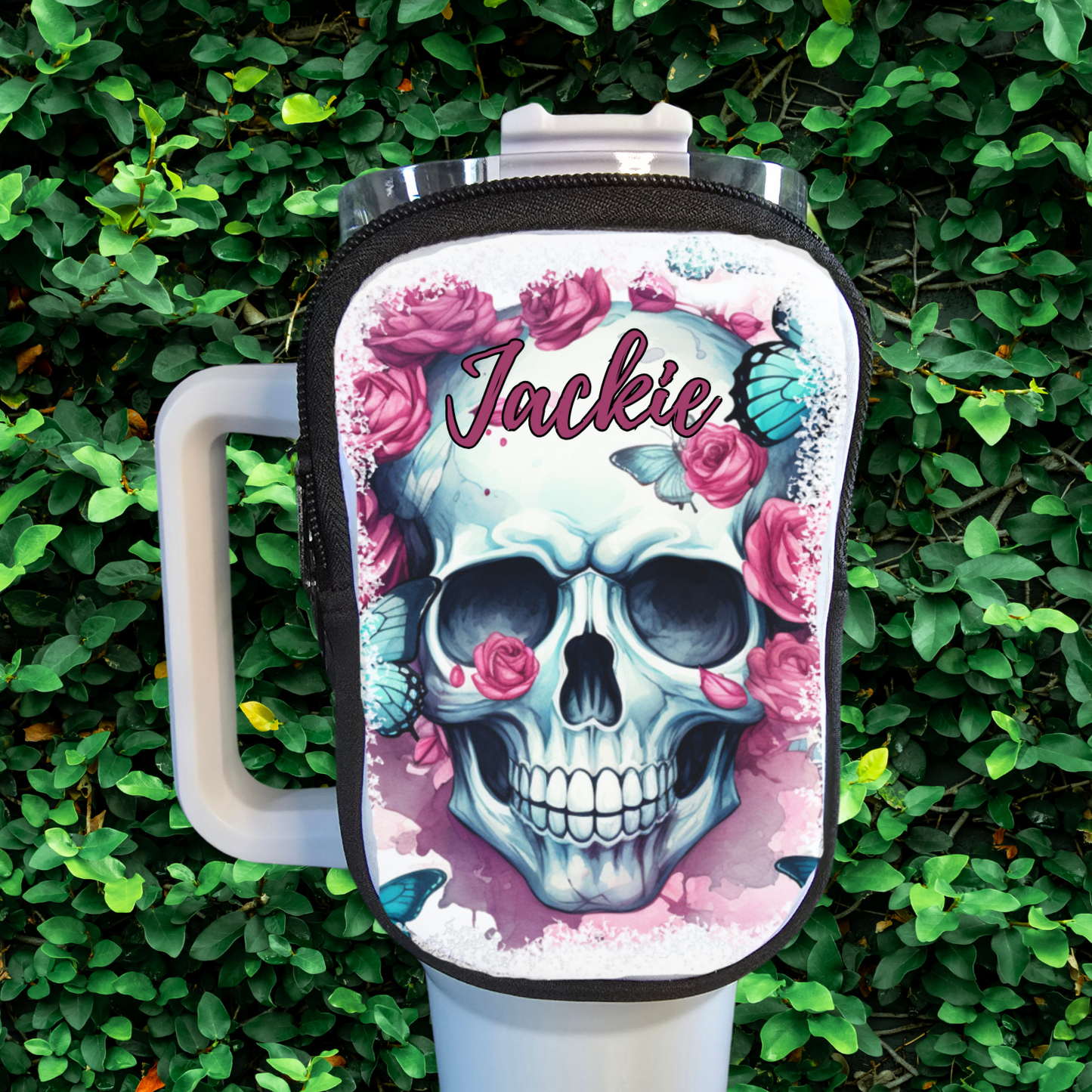 40oz Tumbler Coin Pouch: Skull with Roses