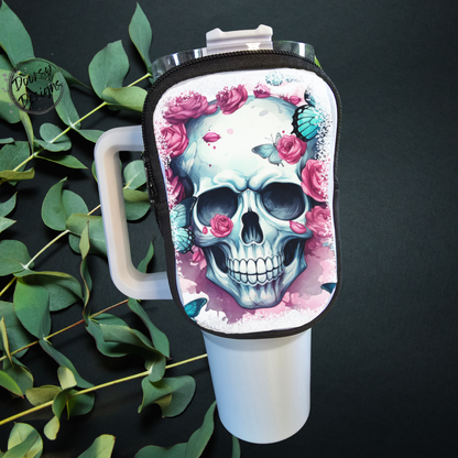 40oz Tumbler Coin Pouch: Skull with Roses