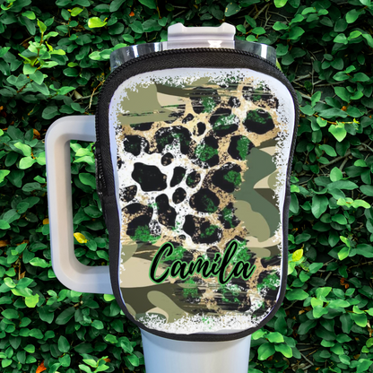 40oz Tumbler Coin Pouch: Camouflage & Cow Print