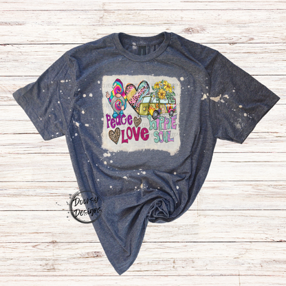 Peace Love Hippie Soul Bleached T-Shirt