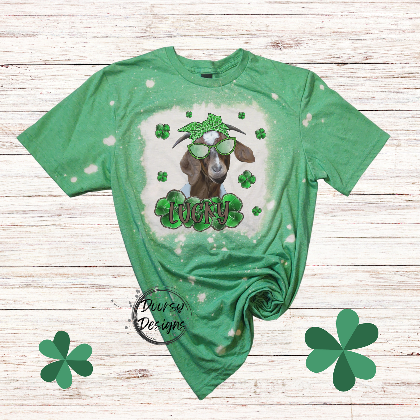 Lucky St Patrick's Day Shirt with Long Eared Goat