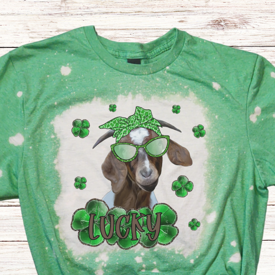 Lucky St Patrick's Day Shirt with Long Eared Goat