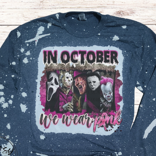 In October We Wear PINK Bleached Long Sleeve Shirt