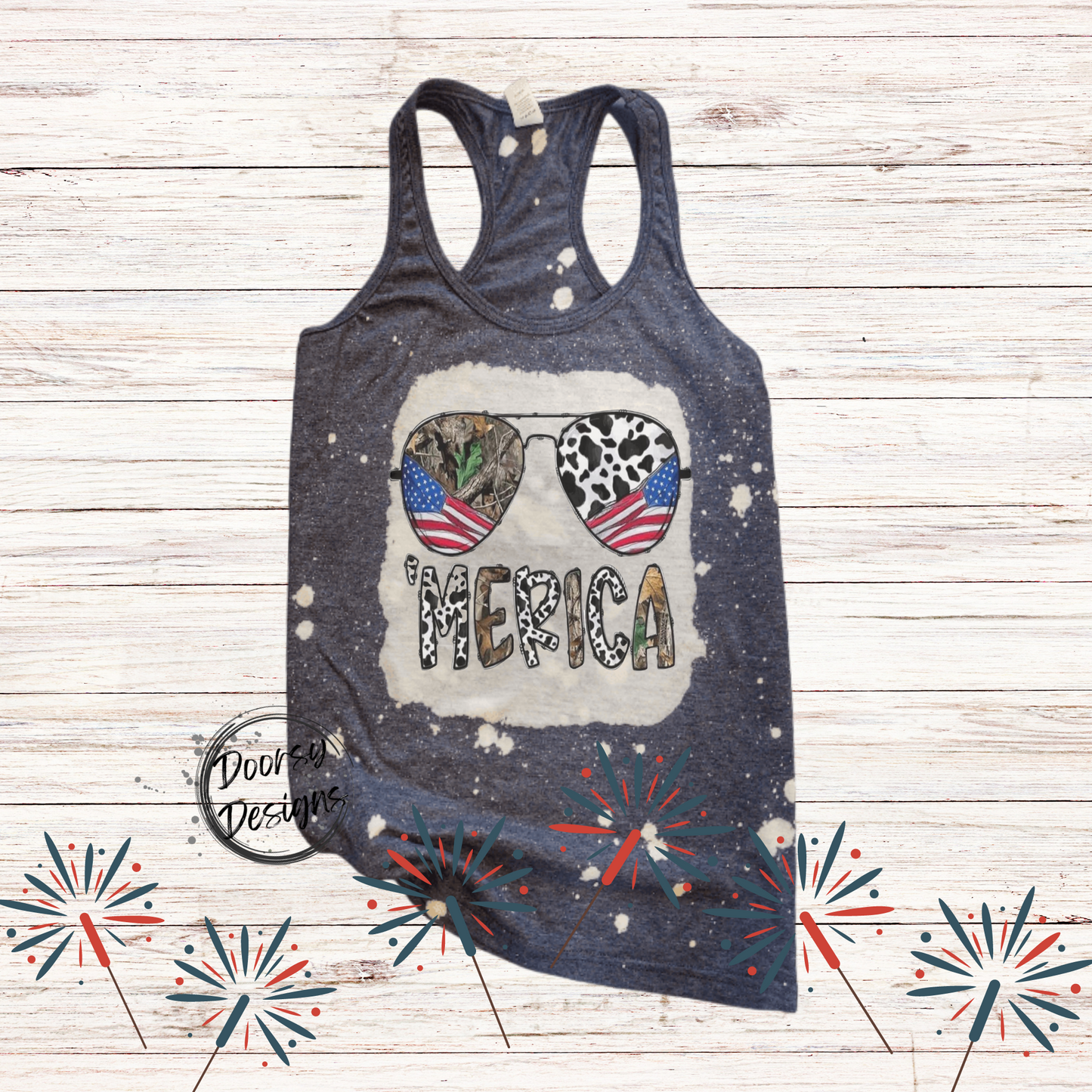 'Merica Bleached 4th of July Tank-Top