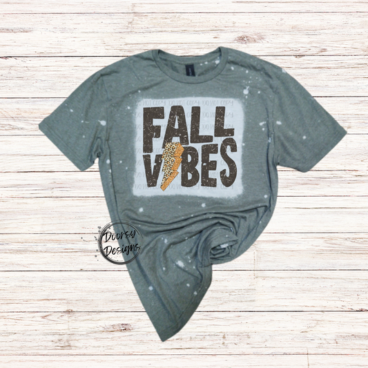 Fall Vibes Bleached Shirt w Lightning Bolt