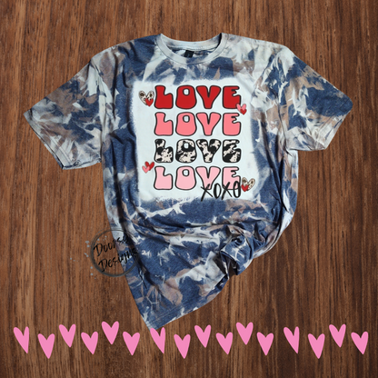 Cow Hide Bleached Two Tone Valentine's Day T-Shirts