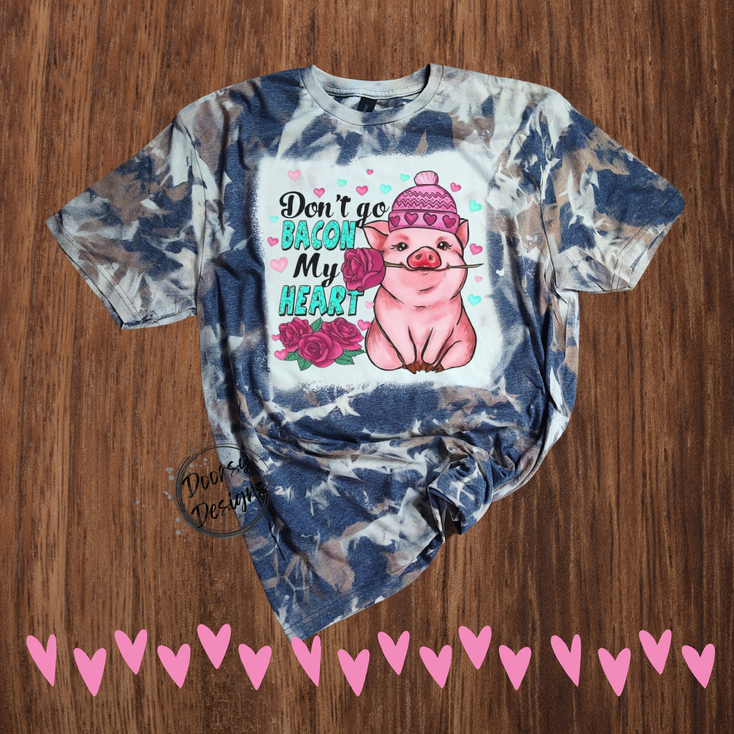 Cow Hide Bleached Two Tone Valentine's Day T-Shirts