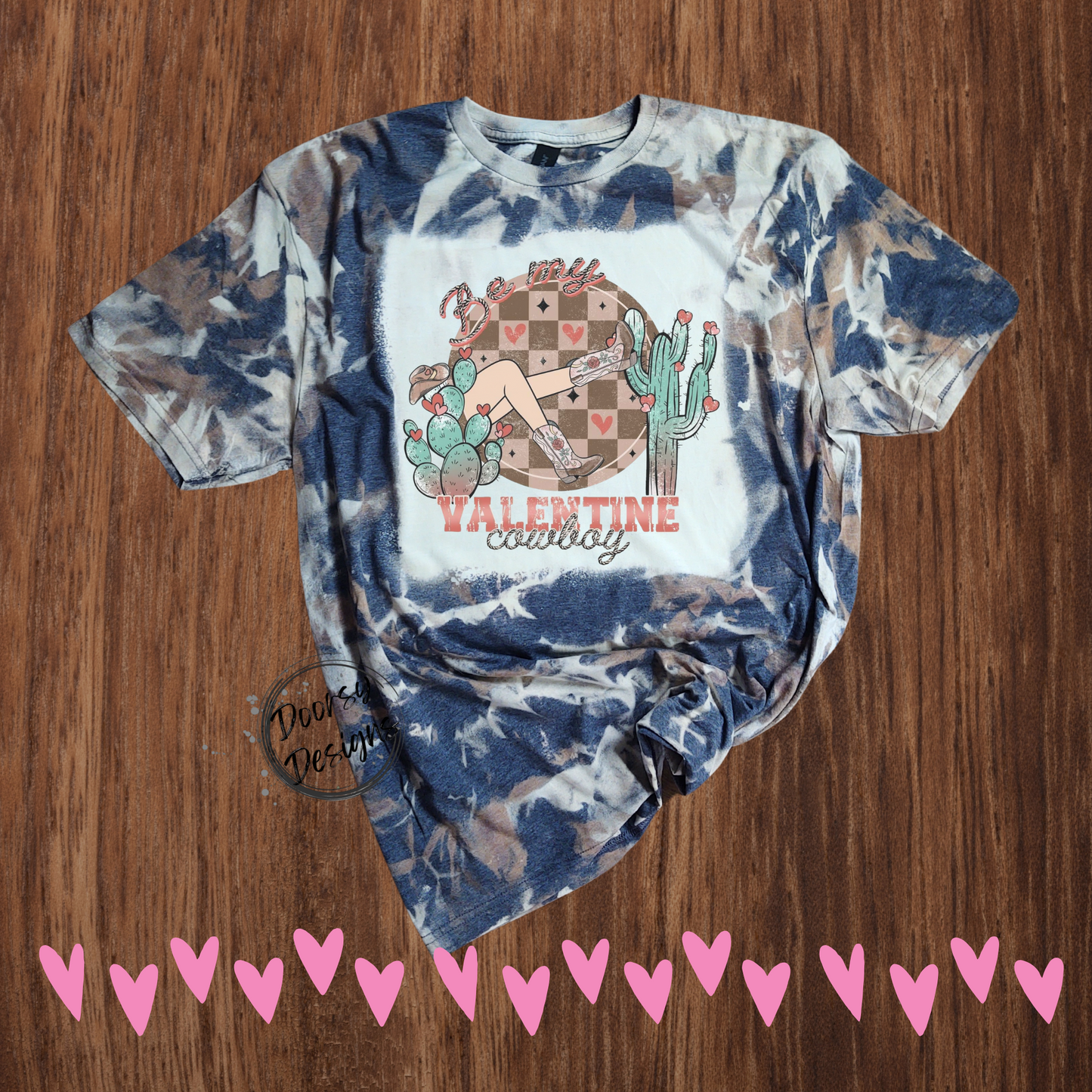 Cow Hide Bleached Two Tone Valentine's Day T-Shirts