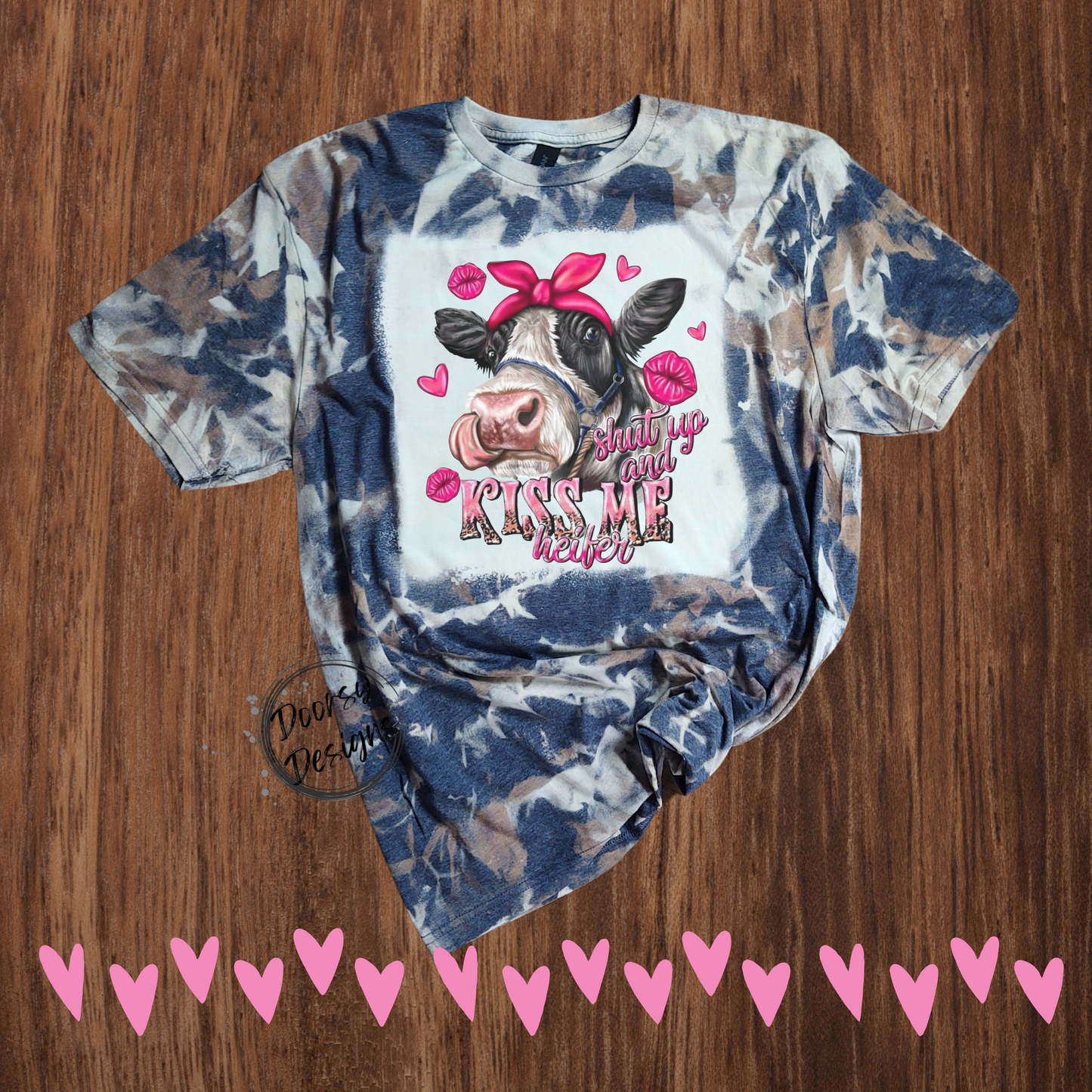 Cow Hide Bleached Two Tone Valentine's Day T-Shirts