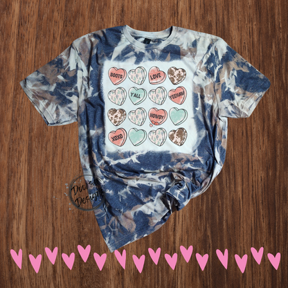 Cow Hide Bleached Two Tone Valentine's Day T-Shirts