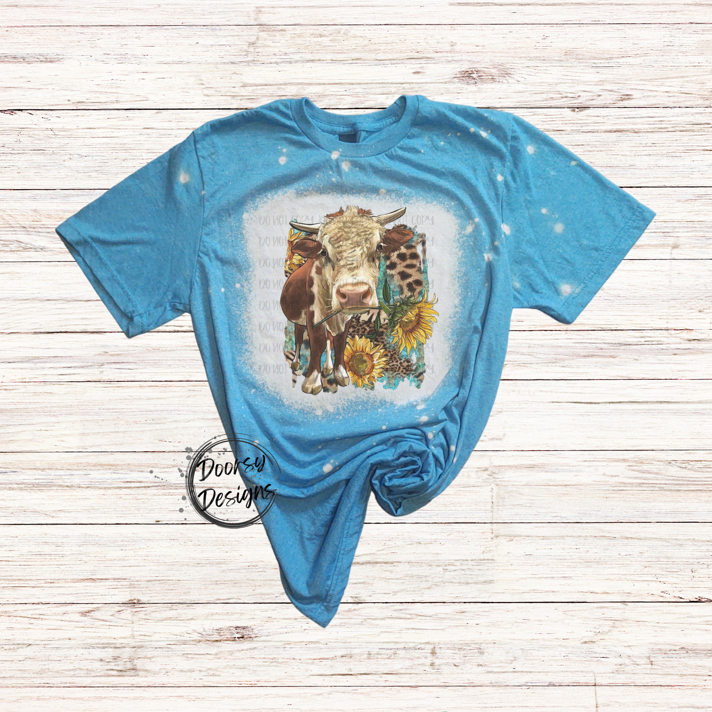 Cow and Sunflowers Bleached T-Shirt