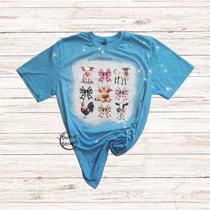 Farm Animal & Coquette Bow Bleached T-Shirt