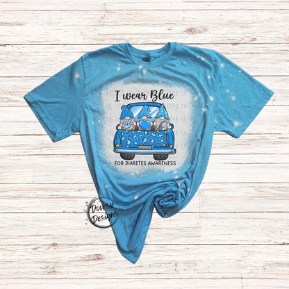 Gnomes I Wear Blue Bleached Diabetes Shirt