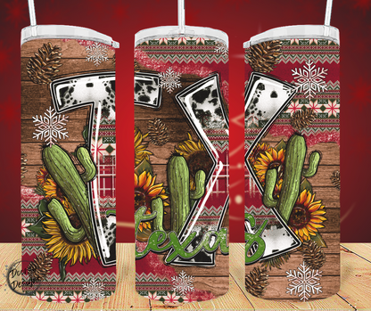 TEXAS Snowflakes 20oz Sublimation Tumbler Cup