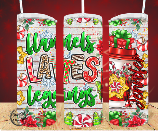 Flannels Lattes Leggings Christmas 20oz Sublimation Tumbler Cup