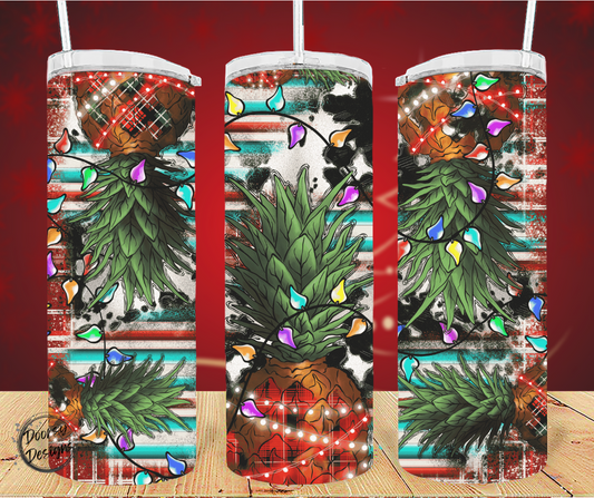 Western Christmas Pineapple 20oz Sublimation Tumbler Cup