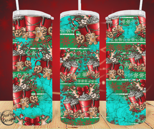 Hot Cocoa Pattern Christmas 20oz Sublimation Tumbler Cup