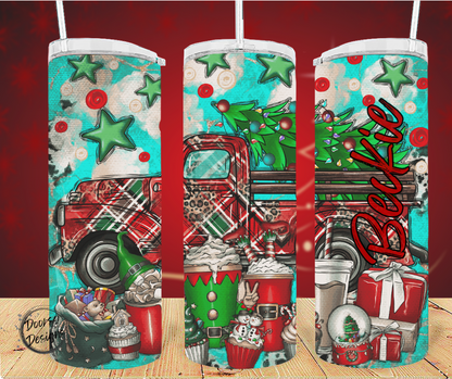 Christmas Tree Truck and Elf Coffee 20oz Sublimation Tumbler Cup