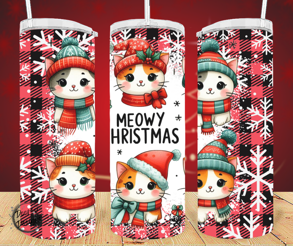 Meowy Christmas 20oz Sublimation Tumbler Cup