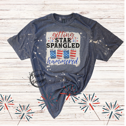 Star Spangled Hammered Bleached 4th of July Shirt