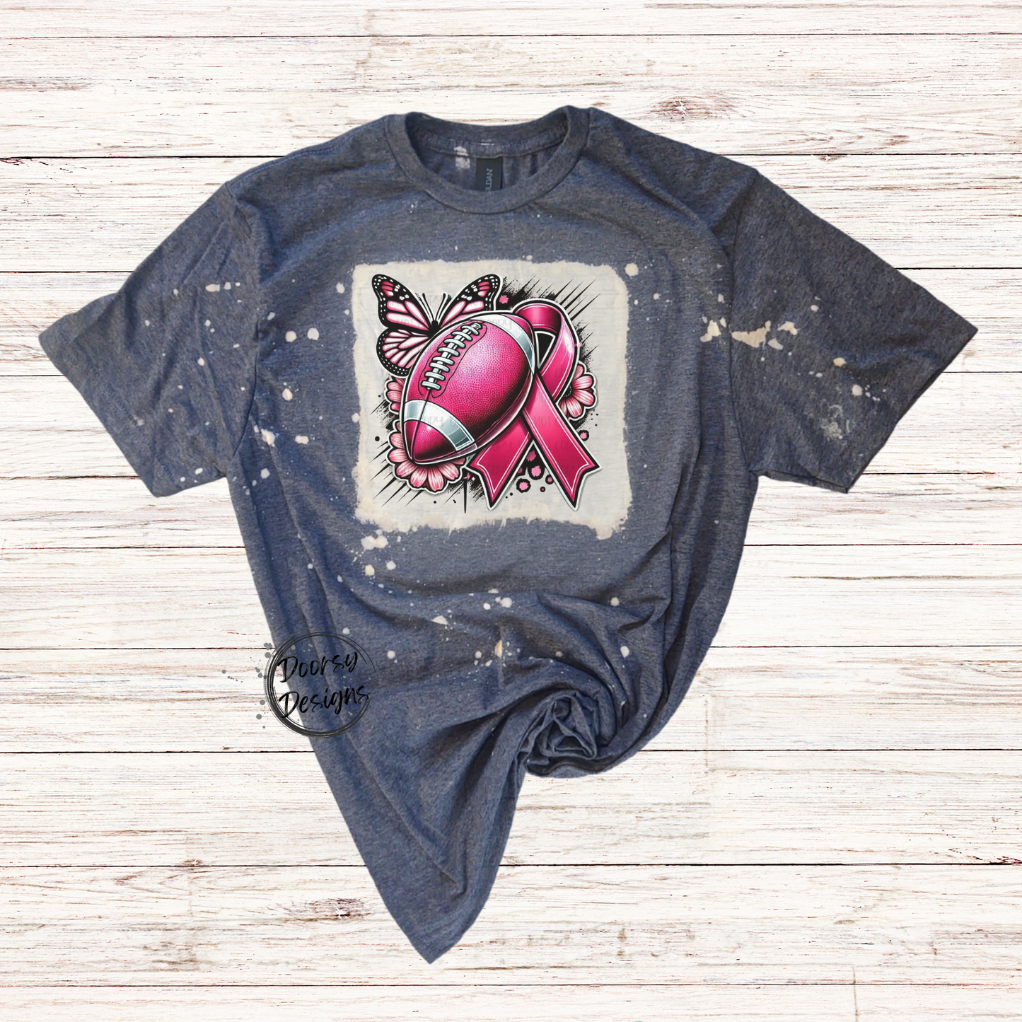 Football Breast Cancer Bleached Shirt