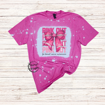 Pink Out with Football Ribbon Bleached Shirt