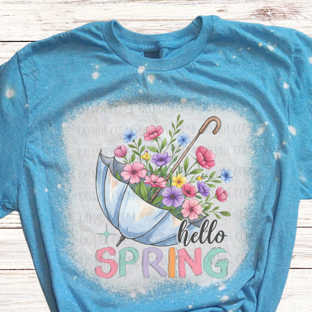 Hello Spring Shirt with Umbrella and Wild Flowers – Doorsy Designs T ...