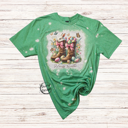 Howdy Easter Cowboy Boots Bleached Shirt
