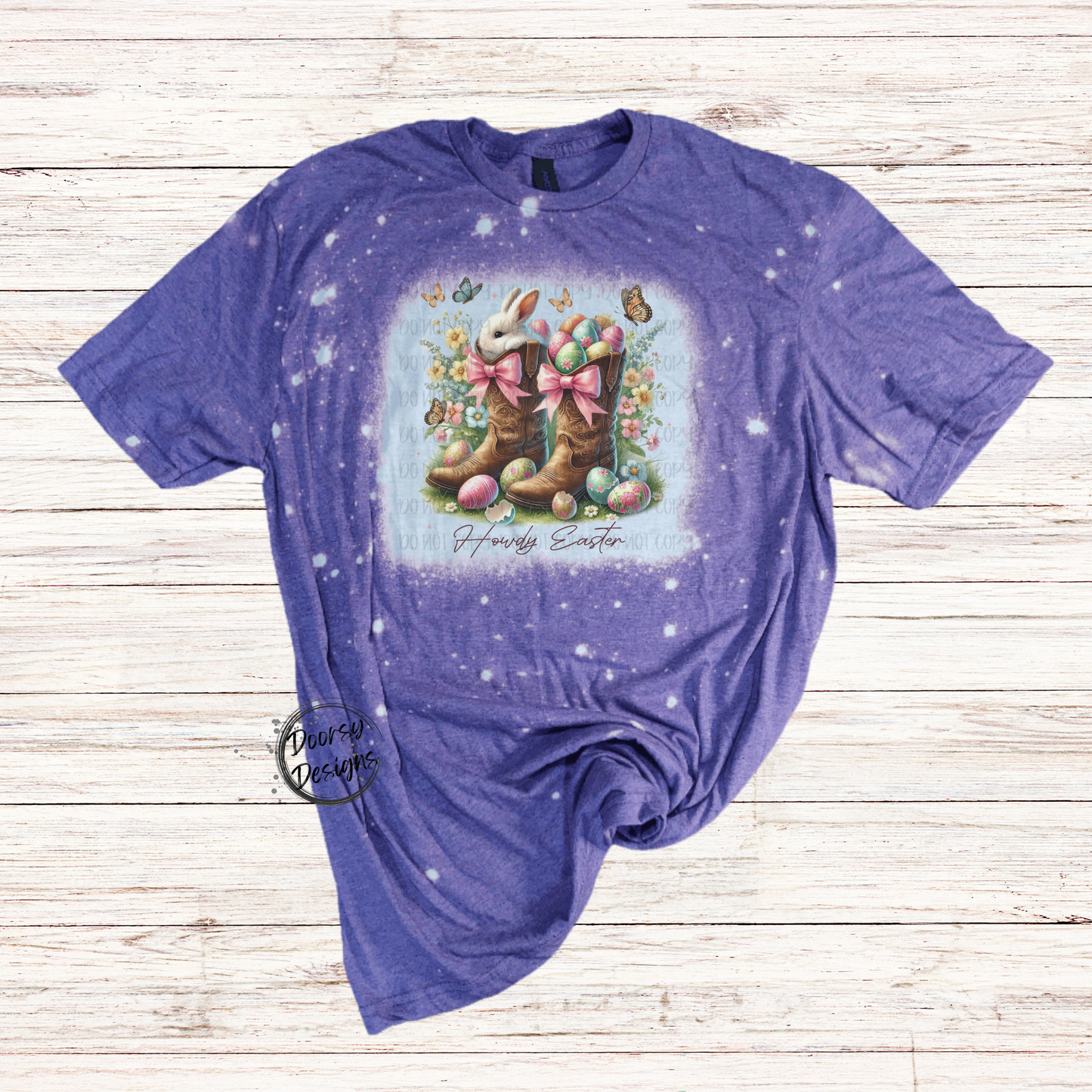 Howdy Easter Cowboy Boots Bleached Shirt