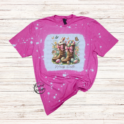 Howdy Easter Cowboy Boots Bleached Shirt