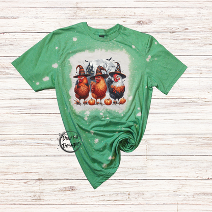 Witch Chickens Bleached Halloween Shirt