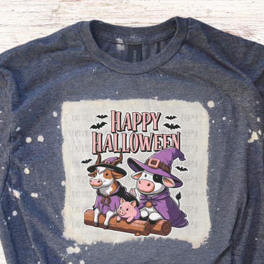 Happy Halloween Bleached Halloween Shirt Farm