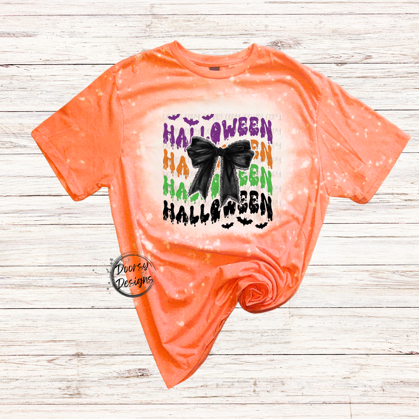 Halloween Halloween Bleached Shirt with Bow