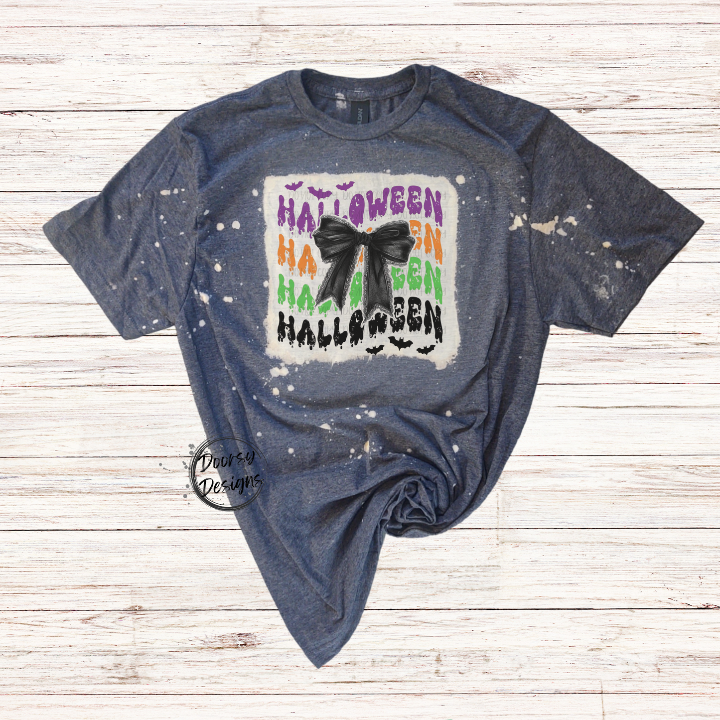 Halloween Halloween Bleached Shirt with Bow