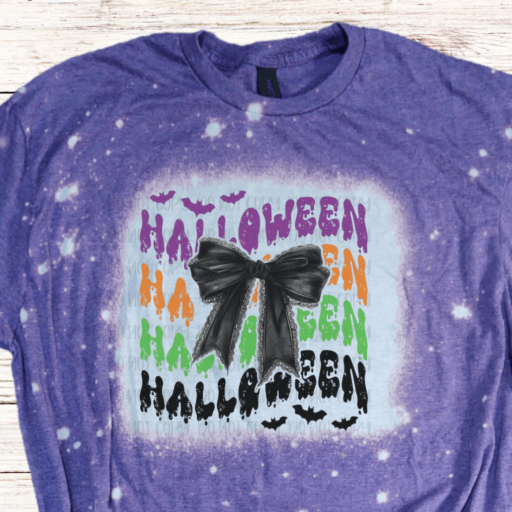 Halloween Halloween Bleached Shirt with Bow