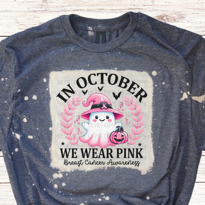 Ghost In October We Wear Pink Bleached Shirt